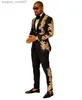 Costumes pour hommes Blazers Noir Mens Costume Deux Pièces Paillettes Broderie Mariage Grooms Tuxedos Sur Mesure Un Bouton Formel Costume De Bal Veste Et Pantalon L230914