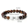 Strand natural tigre olho grânulo pulseiras elástico trançado corda pulseiras masculino buda artesanal yoga cura equilíbrio para mulheres moda jóias