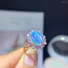 Cluster Rings Luxury Big Size Natural Colorful Opal Ring For Women Real 925 Sterling Silver Charm Fine Wedding Jewelry