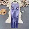 Lässige Kleider Sexy durchsichtiges durchsichtiges Mesh-Streifen-bedrucktes, figurbetontes Kleid für Frauen Mode O-Ausschnitt Langarm Slim Fit Strandparty Sommer