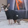 Costumes de chat Vêtements pour Sphynx T-shirt en coton rayé noir Manches longues Sous-poil d'hiver Chatons Chiens au printemps Automne Produit pour animaux de compagnie