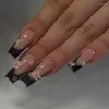 uñas francesas de brillo negro