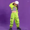 ステージウェアガールジャズダンスコスチューム服の服装服の服装衣装ヒップホップ服グリーンスウェットシャツTシャツランニングランニング