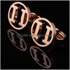 Cuff Links Oval H Stainless Steel Cufflinks Sier Mens Jewelry For Business Sports Gifts