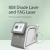 Tendenza 2 maniglie Rimuovi capelli 808 Macchina laser a diodi Tatuaggio Sopracciglia Rondella Nd Yag Correttore indolore pigmento Face Lifting Dispositivo per terapia bambola nera