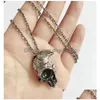 Anhänger Halsketten Trendy Retro Männer Halb Skl Halskette Metall Skeleton Gothic Schmuck Choker Für Männliche Drop Lieferung Anhänger DHPYW