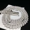 Anpassade hiphop -smycken VVS1 Iced Out Cuban Chain 925 Silver 15mm 14mm 12mm Diamond Cuban Chain