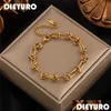 Charm Bracelets 316L Stainless Steel Gold Sier Color Chain Bracelet For Women Classic Rust Proof Fashion Girl Wrist Jewelry Gift 22072 Dhhrc