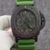 Classic style Super Quality watches for men cal 2555 Automatic Movement 47mm Rotating Bezel carbon fiber Case Auto Date Green Rub297v