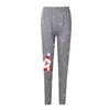 Leggings da donna Natale Babbo Natale Stampa Legging Pantaloni termici skinny invernali Velluto alto elastico Slim Caldo Nero Donna