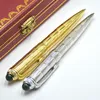 Limited Edition R Series Cart Metal Ballpoint Pen Black & Silver Stainless Steel Stationery Office Writing Ball Pens With Luxury Gem Top