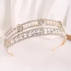 Diadema di perle di cristallo placcato oro argento placcato regina principessa per accessori per capelli da sposa fasce per capelli da sposa