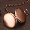 Montres de poche Quartz Fob montre lisse Rose cuivre rétro moderne élégant Vintage pendentif avec chaîne hommes femmes cadeaux d'anniversaire horloge