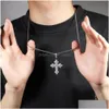 Vintage Cross Necklace Fashion Mens Gold Hip Hop Iced Out Pendant Halsband smycken Drop Delivery DHHT9