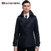 Men's Trench Coats spring men trench coat double breasted mens overcoat classic slim casaco england clothing 18221 holyrising 230914