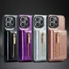 Leather Magnetic Wallet Phone Cases For Iphone 15 14 13 12 11 Pro max 15Plus 14Plus Durable PU Shiny sequins Card Holder Shockproof protection Back Cover