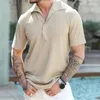 Erkek Polos Yaz Polo Gömlek Top Sıradan Yakışıklı T-Shirt Pamuk Erkek Nefes Alabilir Konforlu Kısa Kollu Külot Erkek Giyim
