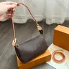 Pochette -tillbehör högkvalitativ brun vit kors kroppspåsar designer kvinnor axelväska läder rem handväskor purs kvinnor handväska