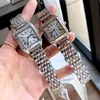 Orologi di marca di moda Ragazza da donna Numeri arabi quadrati Quadrante stile acciaio metallo Orologio da polso di lusso di buona qualità C65264a