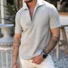Herrpolos sommarpolo skjorta topp casual stilig t-shirt bomull nudlar andas bekväm kort ärm pullover manlig kläder