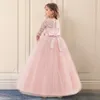 Sukienki dziewczynki Elegancka księżniczka sukienka Koronka Dzieci Kwiat Haftowe sukienki dla dziewcząt Sukienki dla dzieci na Boże Narodzenie Czerwona suknia balowa 230914