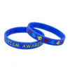 50 st autismmedvetenhet Silikongummiarmband som debossat och fyllt i färgsprutan Pussel Logo vuxen storlek 5 färger7767795198w