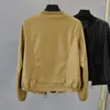 Women's Leather Yellow Black Korean Round Neck Short Washed PU Faux Jacket Coat Women Spring Autumn Loose Casual Biker Streetwear