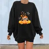 Sudaderas con capucha para mujer Tops tipo túnica de punto Sudaderas elegantes para Halloween Otoño e invierno Sudadera de moda Impreso Cuello redondo Largo X Luz