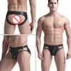 Sexy mannen lederen ring slips onderbroek jockstrap T-back slipje sissy homo paar penis zakje erotische korte ondergoed voor me2786