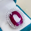 Anelli a grappolo Royal Lab Anello con rubino con diamanti Anello in argento sterling 925 Fede nuziale per le donne Promessa di fidanzamento Gioielli Regalo di compleanno