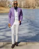 Costumes pour hommes Mariage pour hommes Violet Slim Fit Un bouton Dîner formel Robe élégante Custome Tuxedo Homme 2 pièces (veste pantalon)