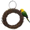 Andere Vogelbedarf Spielzeug Rattan hängende Haustiervögel Papagei Ara Reifenkäfig Klettern Schaukel Kauen Bissring