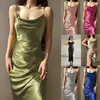 Casual Dresses Midi Sheath Business Sleeveless Other Side Split Summer Polyester Dress Women Sexy Slash Neck