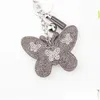 Nyckelringar Rhinestone Butterfly Veet Charm Pendant Fringe Car Tassel Bag Keychains Romantic Dazzling 80x65mm Drop Leverans smycken DHFUQ