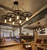 Vintage Industrial Pendant Lamp Retro Loft Iron Wheel Hanging Lights Chandelier Kitchen Dining Living Room Restaurant Bar Cafe