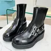 New Wedges Heels Short Boots Women Suede Leather Belt Buckle Stretch Boots Platform Shoes Women High Heels Runway Boots Woman