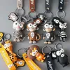 Key Rings Keychains Original Cute Schoolbag Doll Pendant Tiger Lion Monkey Giraffe Zebra Cow Accessories Keyring Chaveiro Llavero Lanyard x0914