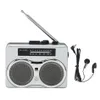 Portable Radio Retro Classic Walkman Dual Speaker Stereo Tape Memory FM AM Radio Antenna With 3.5mm Earphone for Gardening Fishing