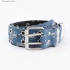 Bälten Vintage Blue Denim Design Pin Buckle Belt för kvinnor Y2K Jeans Dress Midjeband Dekorativ fjäril Midjebälten Fashion Accessory Q230914