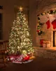 Decorações de natal árvore estrelas saia vermelha natal para casa suprimentos saias redondas base capa