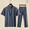 Męskie spodnie koszulowe Ustaw pot w solidnym kolorze chinoiserie swobodny strój pullover garnitur do codziennego życia