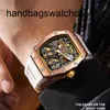 Часы Richarmilles, часы с двойным маховиком времён Второй мировой войны, полностью автоматические механические полые модные мужские силиконовые ленты, водонепроницаемые Miller frj