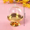 Plates 12Pcs Mini Candy Snack Dessert Stemware Plate Holder With Moisture Proof Anti Mosquito Dome Cover Wedding Party Decor