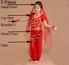 Scene Wear Kid Belly Dance Costumes Passar Children Bollywood Show Clothes Girl Sequin Dancing 5 PCS/Set