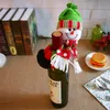 Christmas Decorative Supplies Santa Claus Snowman Holding Red Wine Set Champagne Bottle Set Bar and Restaurant Decoration Layout