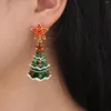 Brincos de pino estrela de árvore de natal com diamante de liga brilhante que preserva a cor para presente de festa de feriado