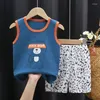 Комплекты одежды, детский хлопковый комплект без рукавов для мальчиков, детская летняя одежда Jongens Kleding для девочек, оптовая продажа