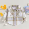 Jacken Pudcoco Kinder Mädchen Jacke Langarm Umlegekragen Knopfverschluss Plaid Herbstkleidung für Casual Täglich 1-5T