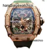 Reloj de movimiento Richamilles Tide Diamond Barrel Mecánico Personalidad Calendario Rm011 LY IBBM