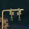 Boucles d'oreilles pendantes en forme de fleur de Jade vert, breloques en jadéite, pierre naturelle de mode, luxe, argent 925, bijoux pour femmes, accessoires cadeaux chinois